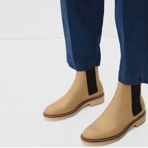 Everlane Camel Ankle Booties with Black Panels